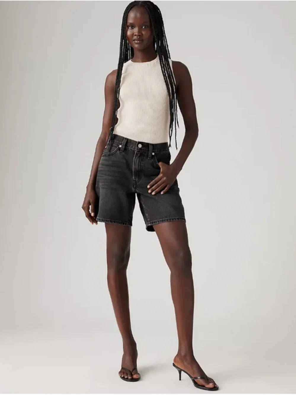 Levi's '94 Baggy Mid-Rise Black Denim Jeans Shorts Size 29 8